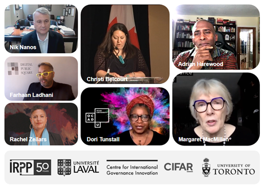 «&nbsp;Une image composée de photographies des éminents chercheurs et éminentes chercheuses qui ont participé à des initiatives de l'École, ainsi que des logos des principales organisations avec lesquelles l'École a établi des partenariats.&nbsp;»