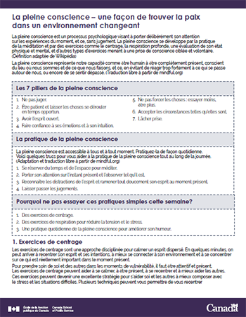 Une façon de trouver la paix dans un environnement changeant