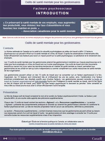 Facteurs psychosociaux - Introduction