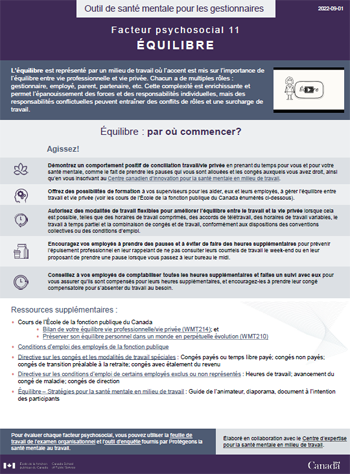 Facteur psychosocial 11 - Équilibre